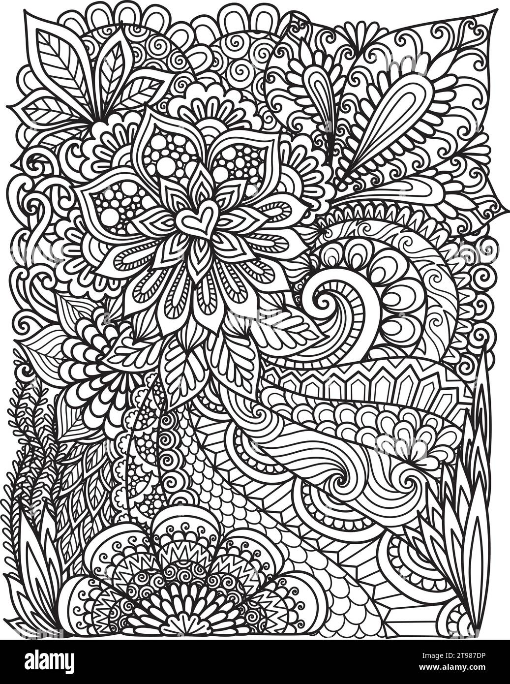 Zentangle inspired flowers for coloring page, engraving, laser cut and ...