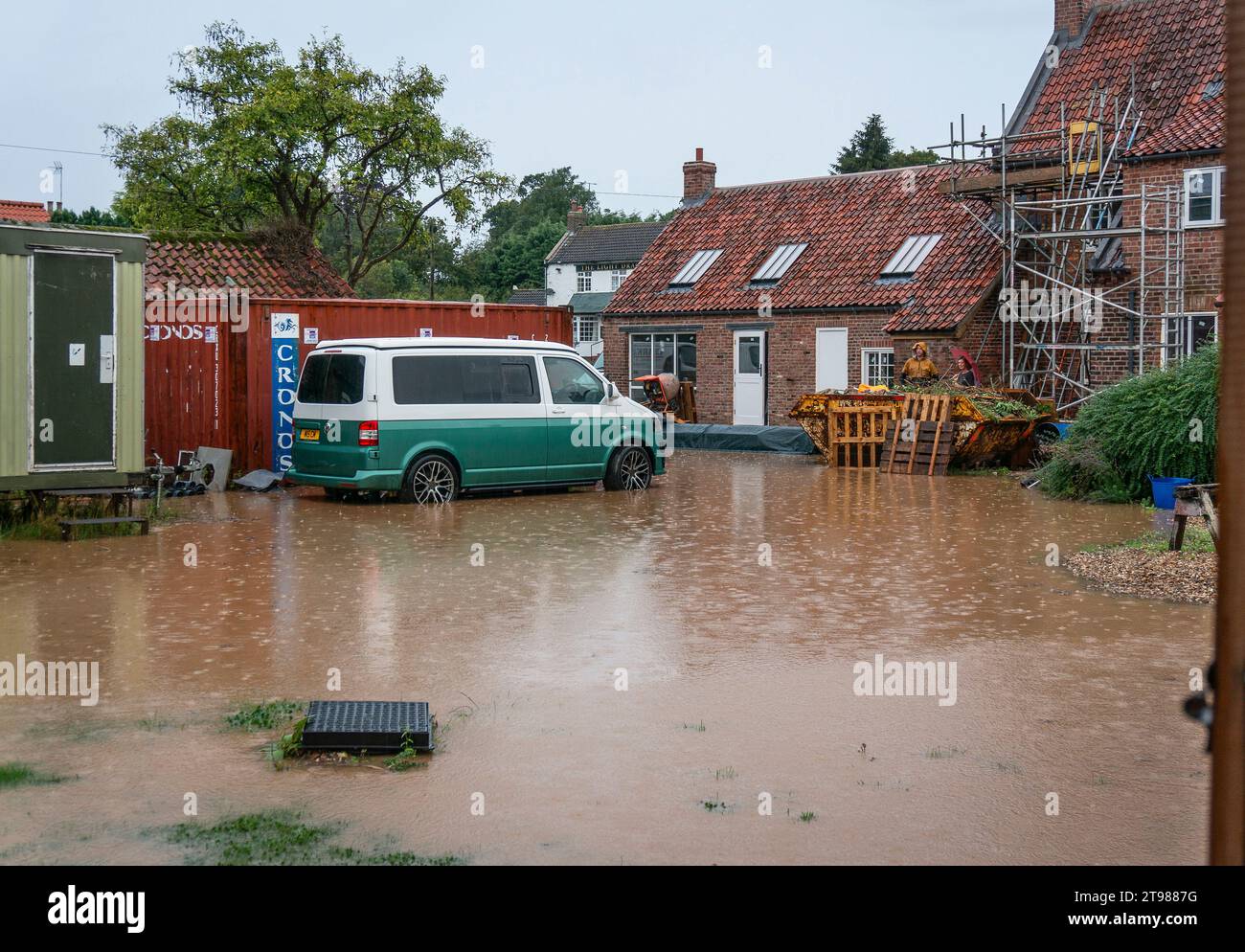 Flooding after heavy rainfall in East Yorkshire in September 2023 Stock Photo