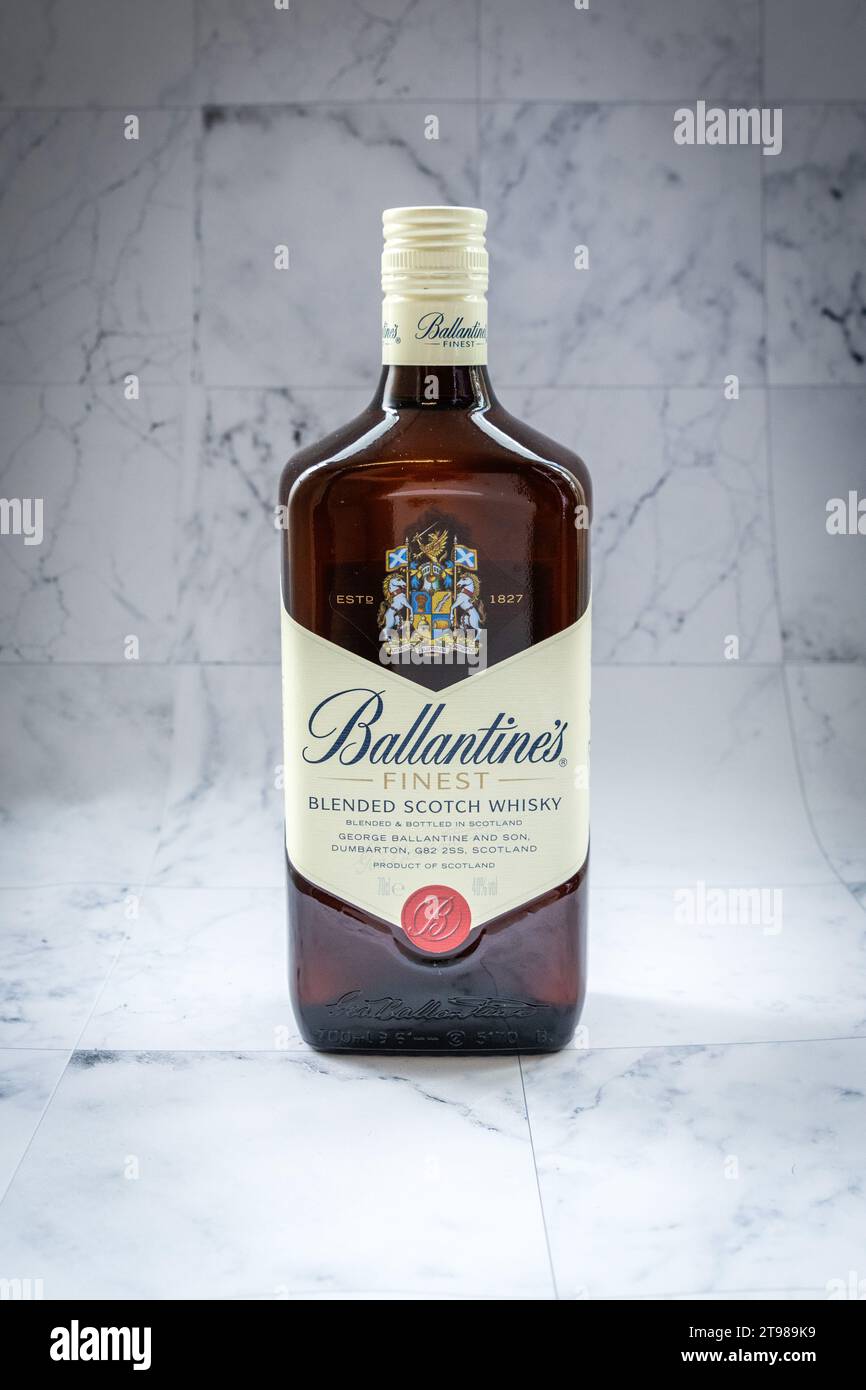 Ballantines whisky isolated on white background Stock Photo - Alamy