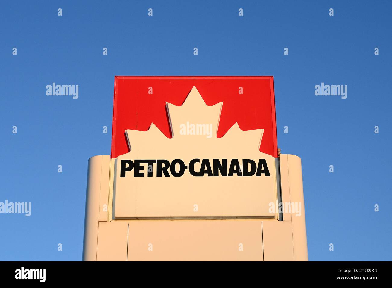 Kamloops, BC, Canada  - July 20, 2023: Gas station Petro-Canada logo. Stock Photo