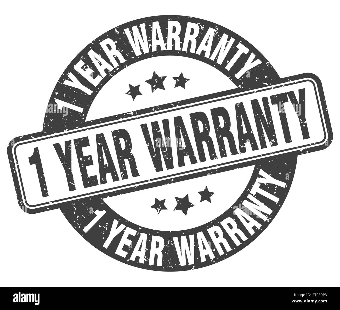 1 year warranty stamp. 1 year warranty sign. round grunge label Stock ...