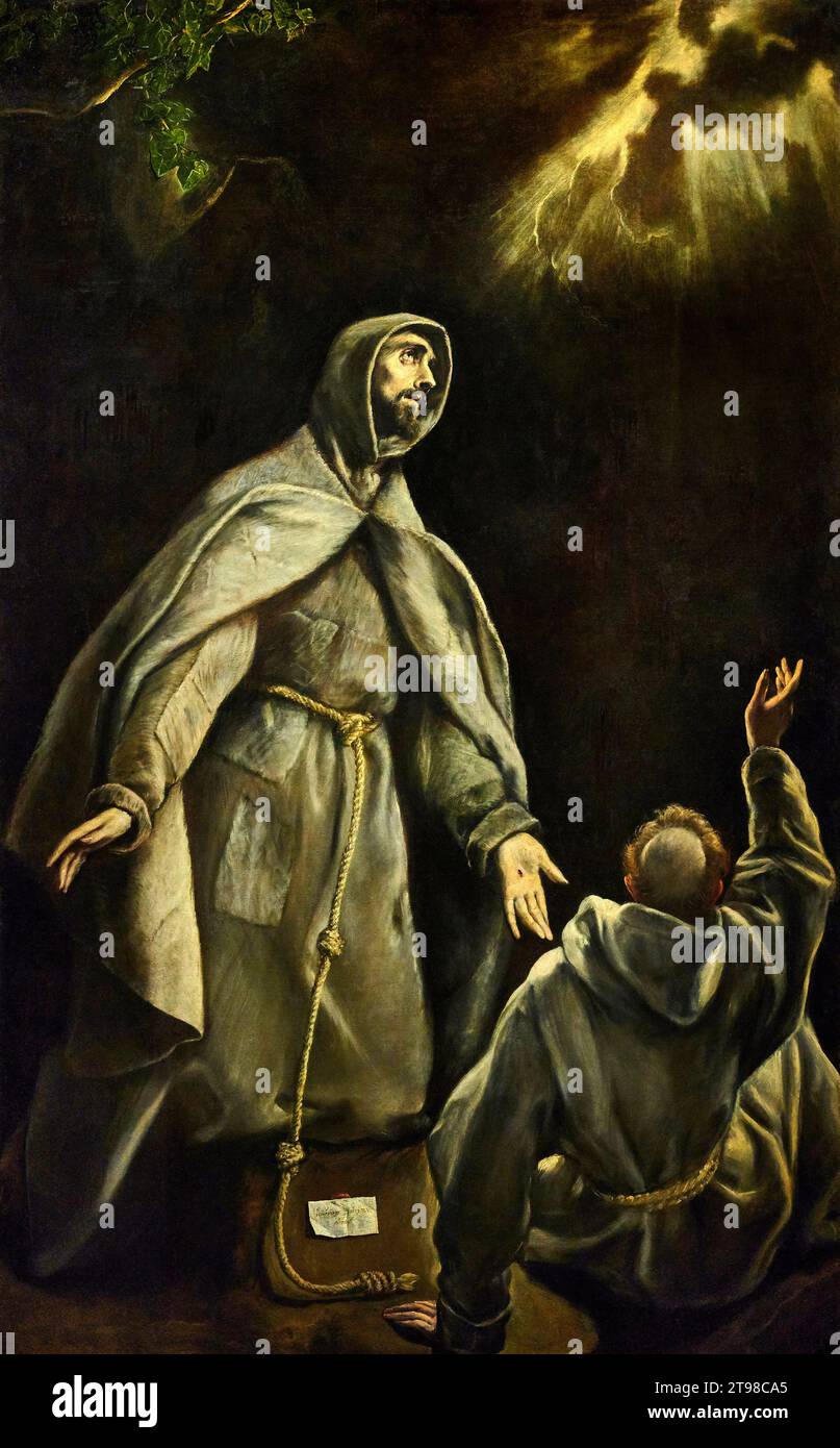 La visione di San Francesco con il compagno di spalle -  olio su tela - El Greco - 1601   -  Cadice, Vescovado di Cadice e Ceuta, deposito presso Hosp Stock Photo