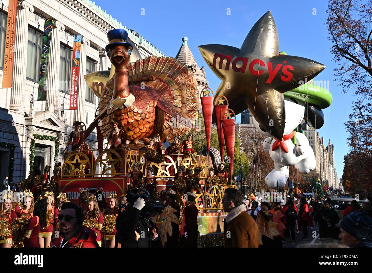 A view of the tom turkey float at the 2023 macy s thanksgiving day