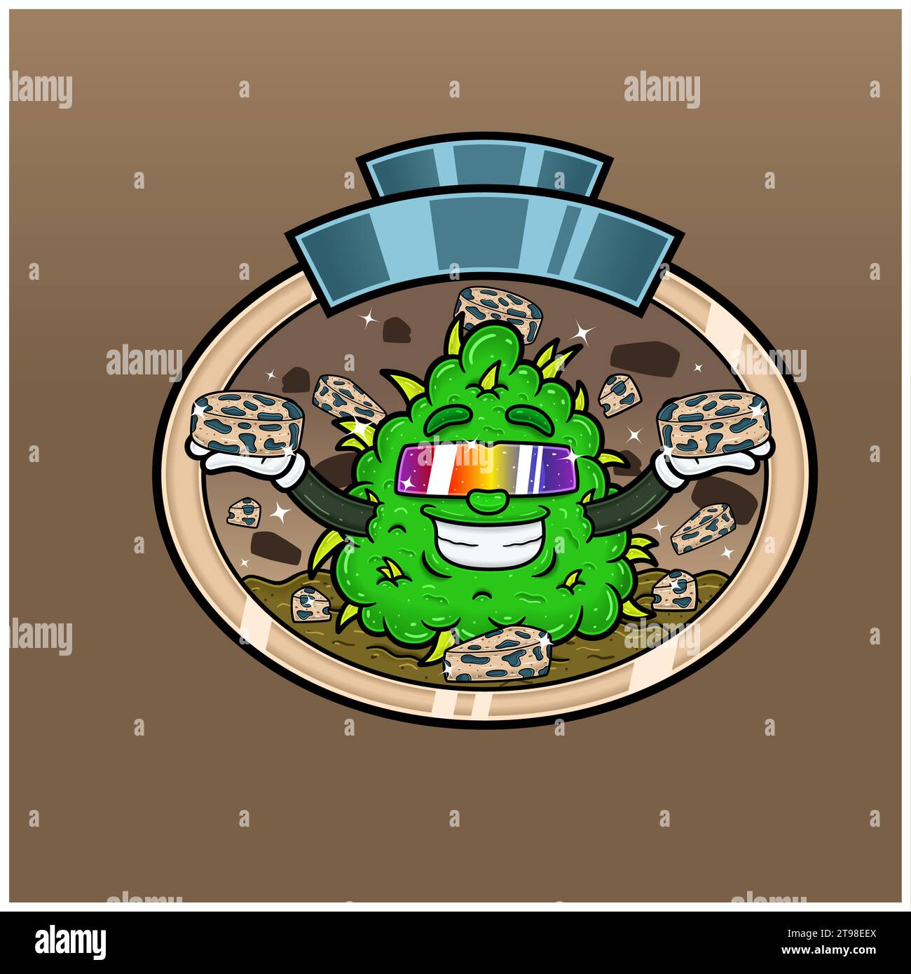 Blue Cheese Flavor with Weed Mascot Cartoon. Weed Design For Logo