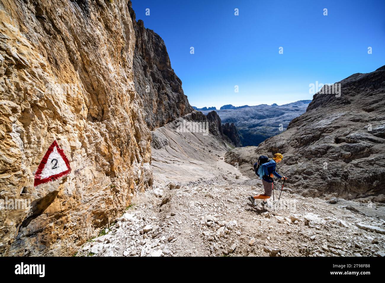 On Alta Via 2 hiking route near Mulaz, Italy Stock Photo