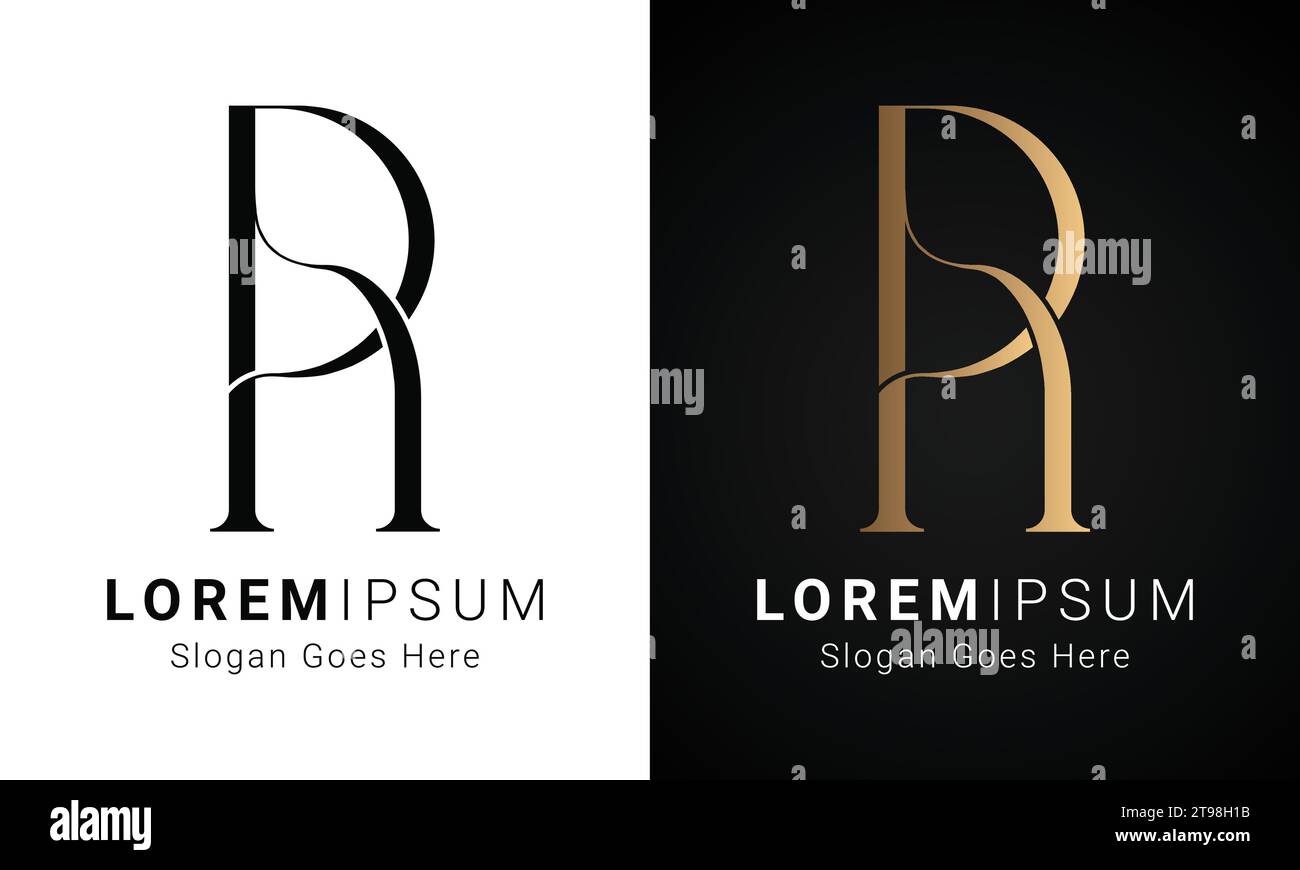 Luxury Initial HP or PH Monogram Text Letter Logo Design Stock Vector