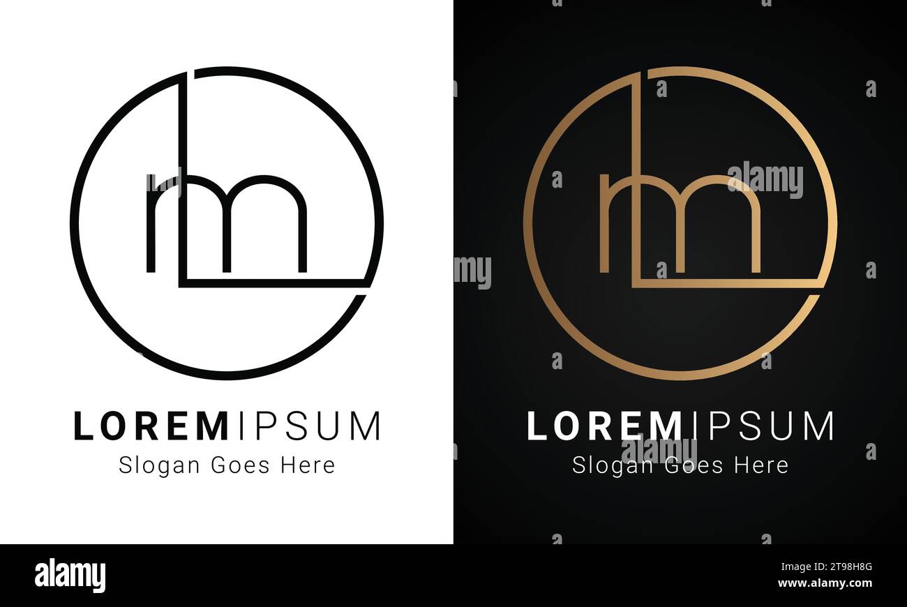 Luxury Initial ML or LM Monogram Text Letter Logo Design Stock Vector