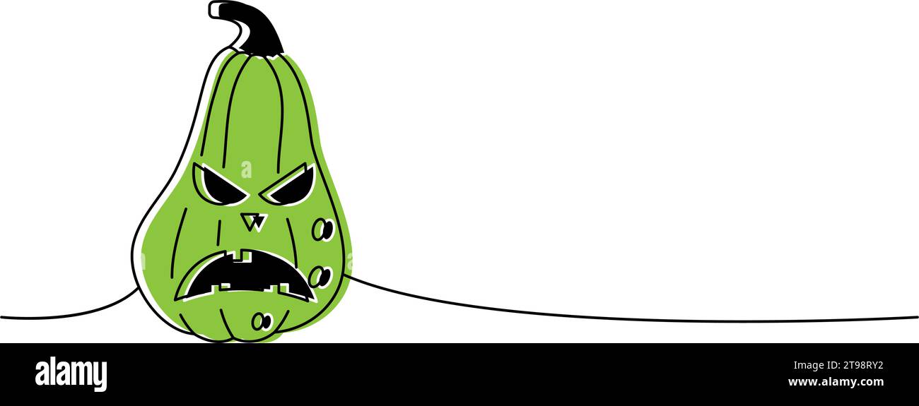 Autumn pumpkin scary faces one line colored continuous drawing ...
