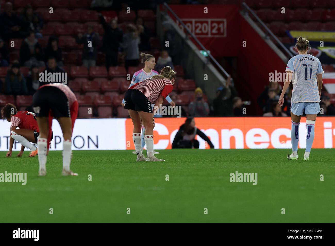 Southampton, UK. 23rd Nov, 2023. Southampton players look dejected