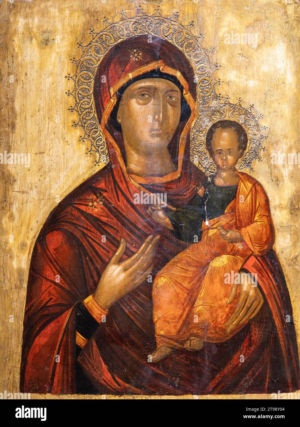 Virgin Hodegetria (Our Lady of the Way). 16th/17th century, by an unknown painter from Crete. The Žitomislić Monastery, Bosnia and Herzegovina. Stock Photo