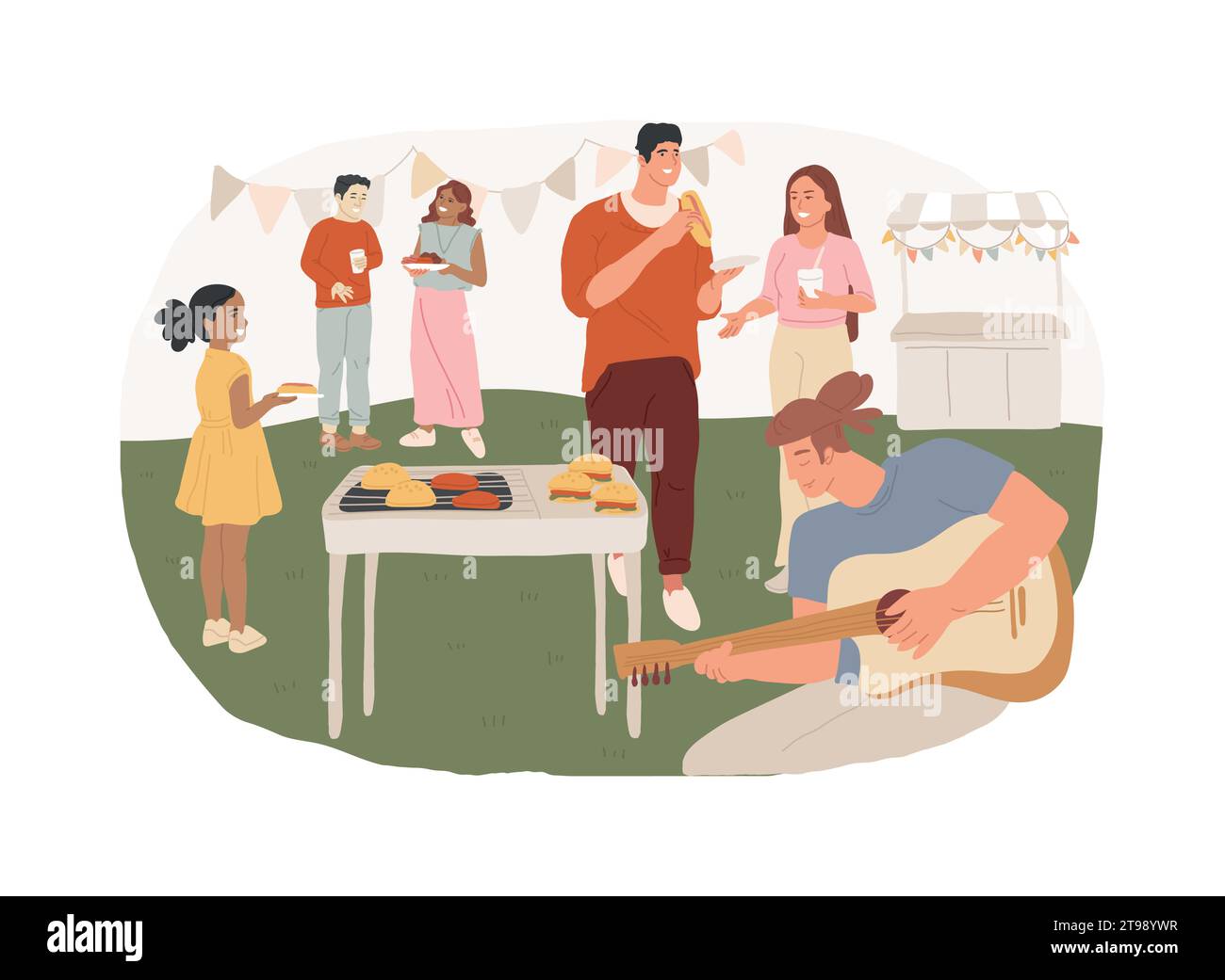 Street party isolated concept vector illustration. Pizza city fest, rib