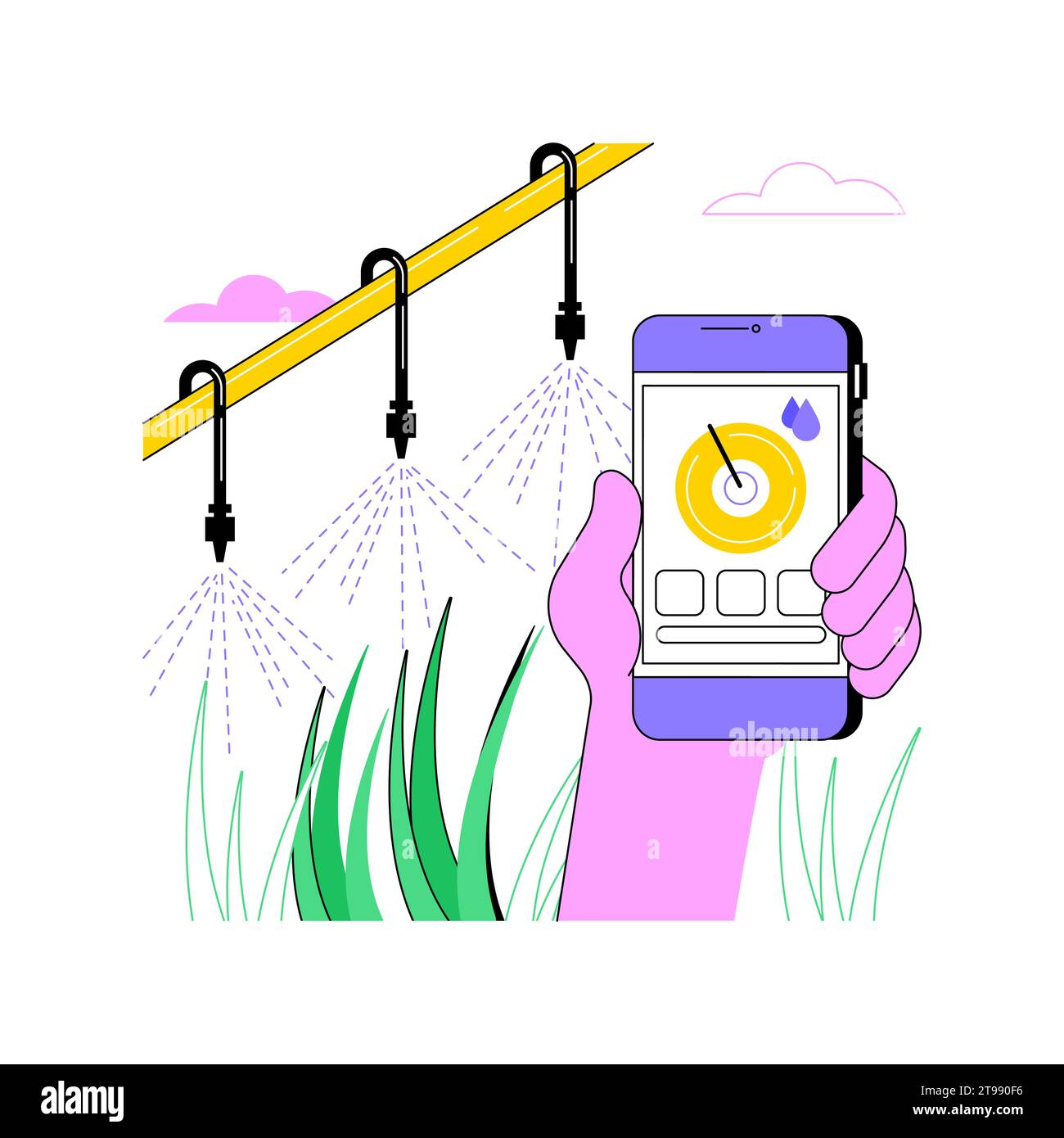 Irrigation monitoring isolated cartoon vector illustrations. Man with
