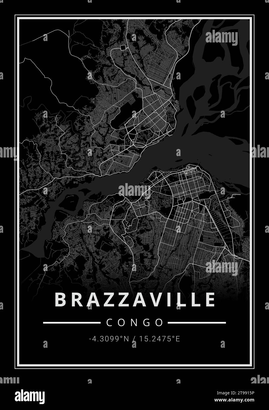 Street map art of Brazzaville city in Congo Africa Stock Photo Alamy