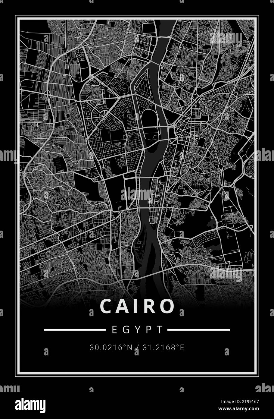 Street map art of cairo city in egypt - Africa Stock Photo - Alamy