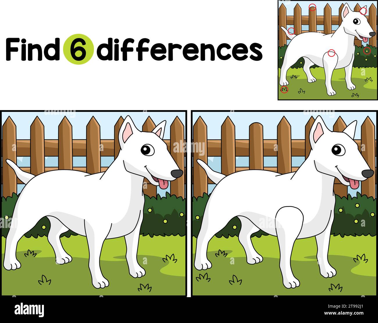 American Pit Bull Terrier Dog Find The Differences Stock Vector