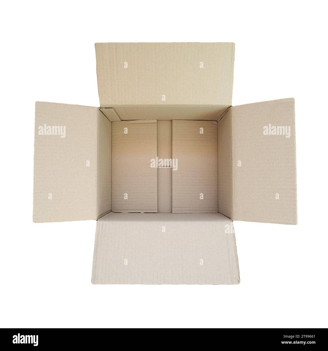 open cardboard box isolated over white background Stock Photo - Alamy