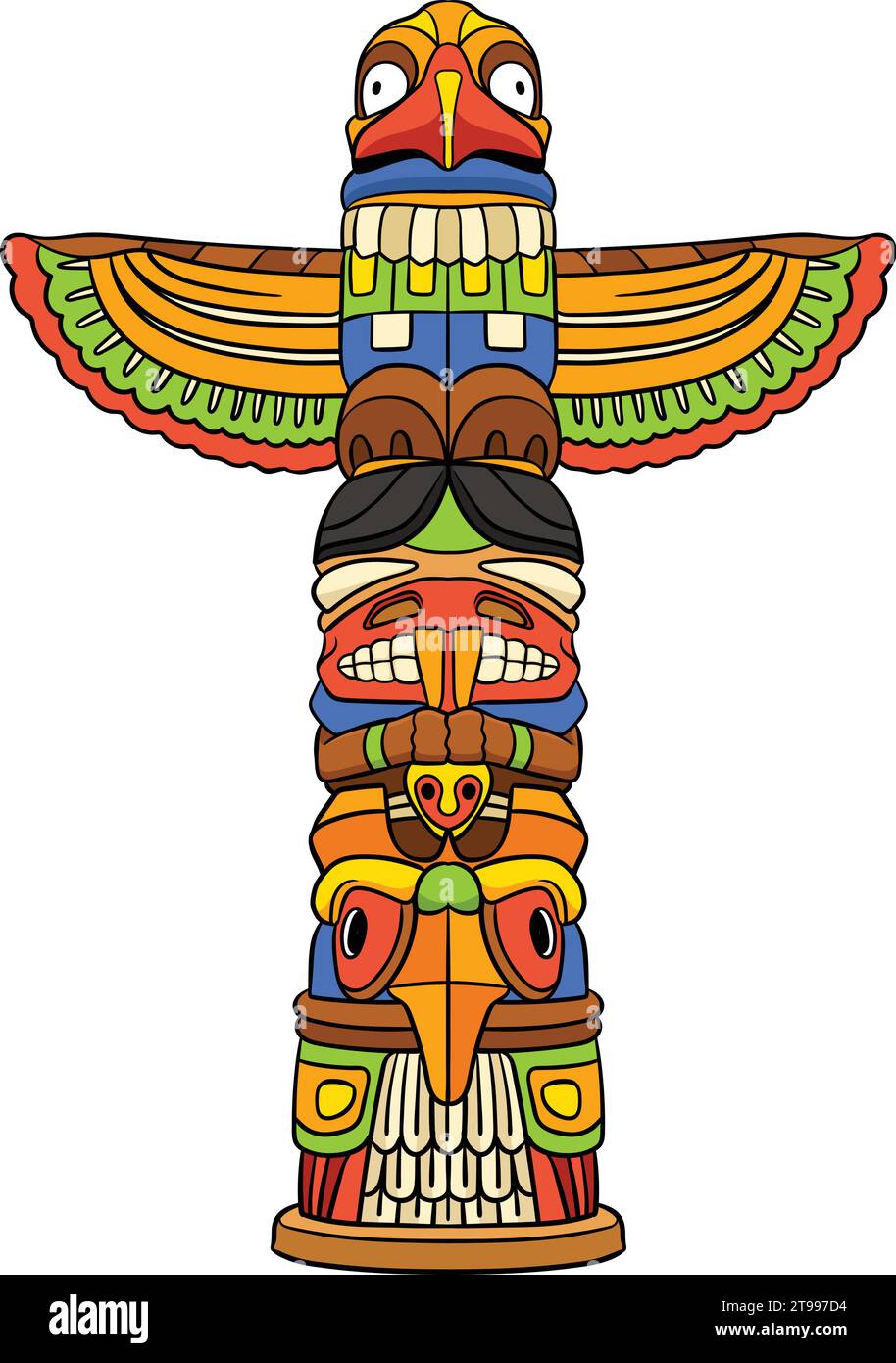 Native American Indian Totem Cartoon Clipart Stock Vector