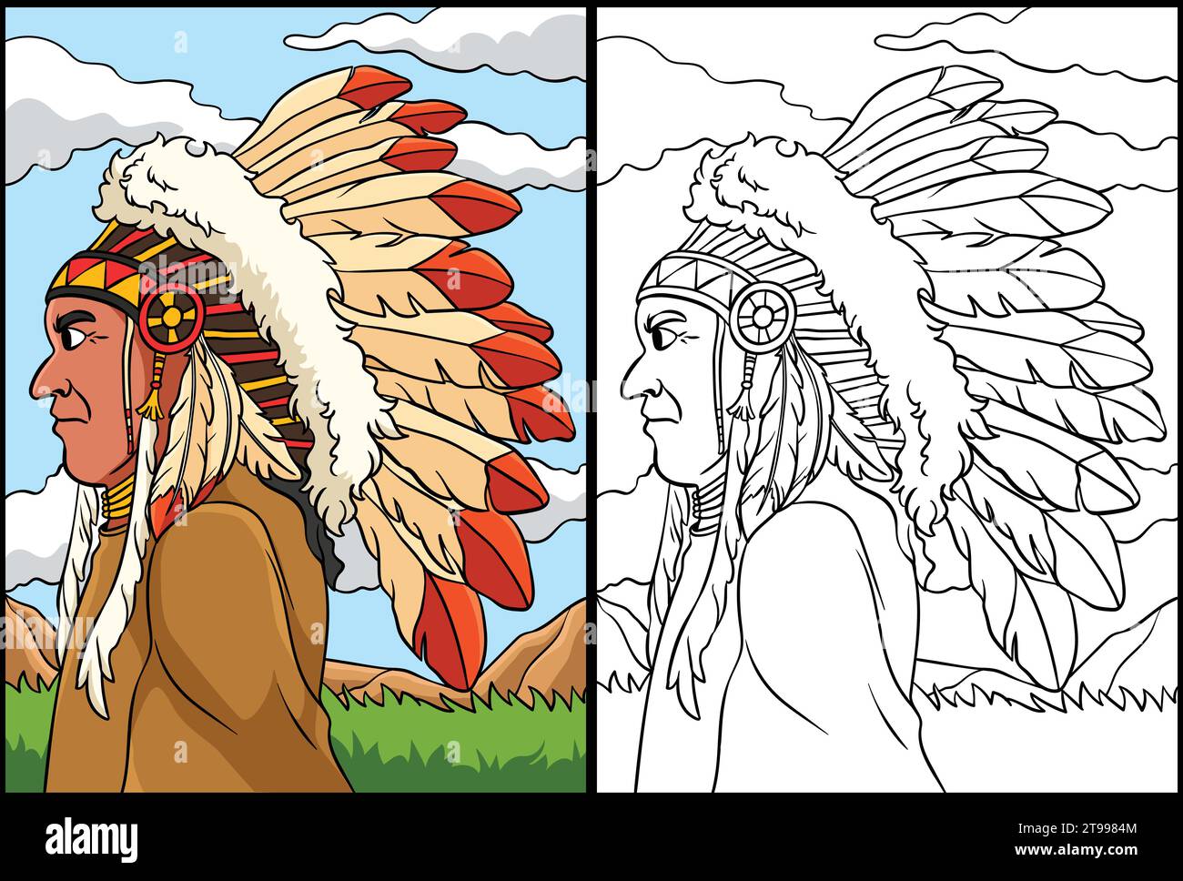 Native American Indian Chieftain Illustration Stock Vector