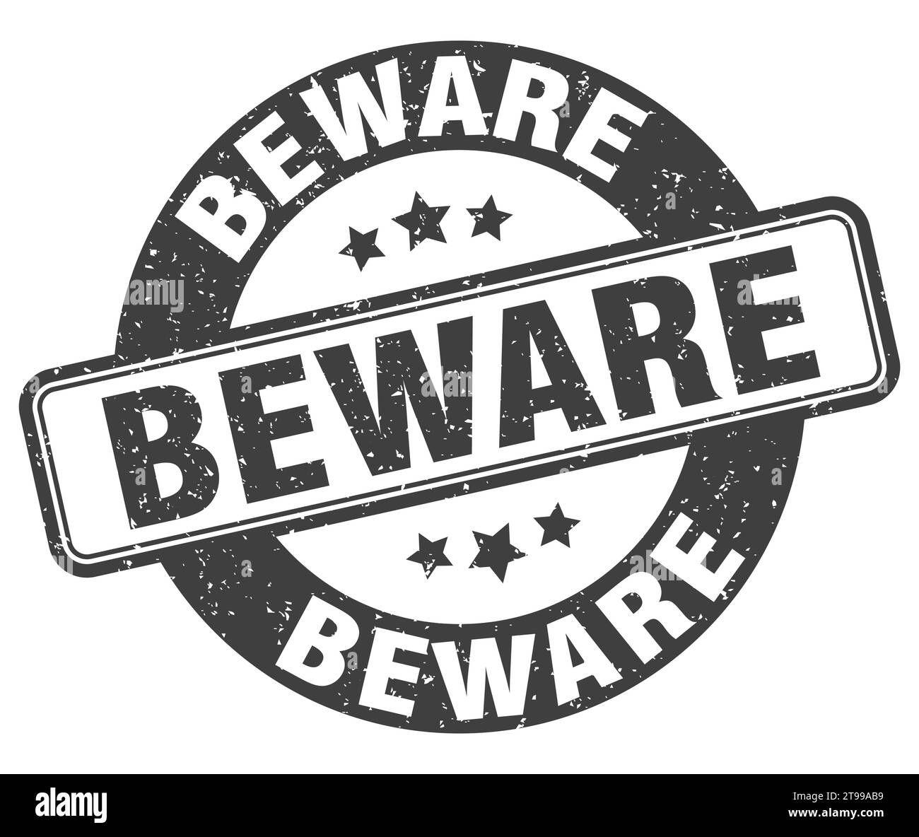 beware stamp. beware sign. round grunge label Stock Vector Image & Art ...