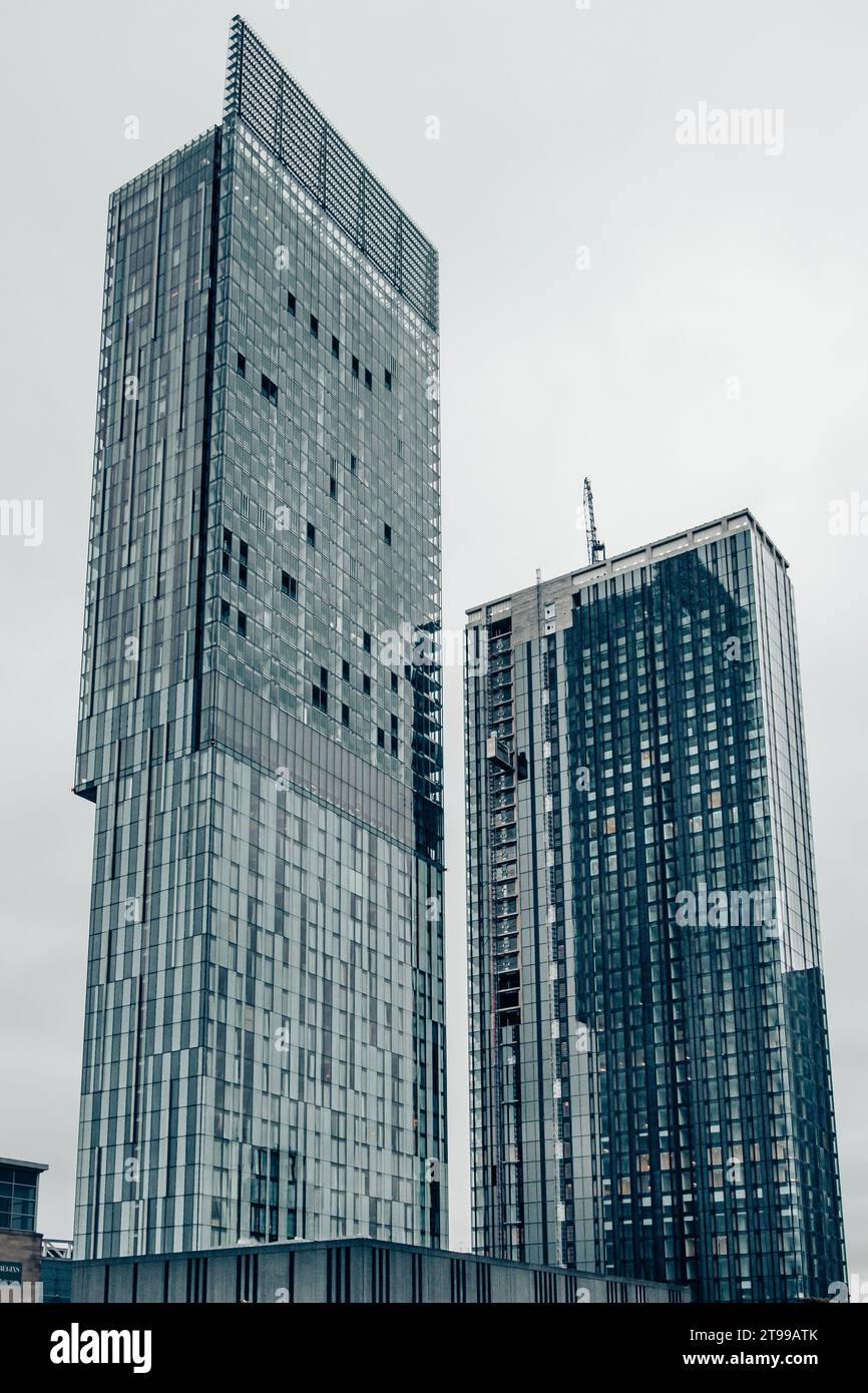 Beetham Tower and Viadux skyscrapers are tall buildings at Deansgate Castlefield, Manchester Stock Photo