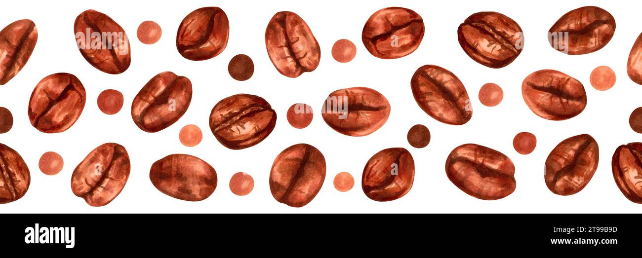 Seamless border of coffee beans.Aroma of robusta and arabica varieties ...