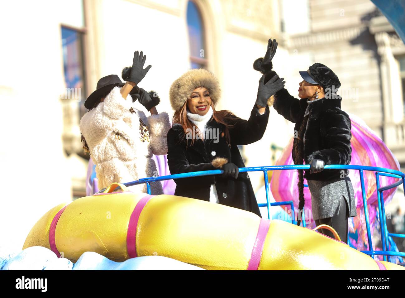 Cindy Herron, Terry Ellis and Rhona Bennett of En Vogue attend the 2023 Macy's Thanksgiving Day Parade on November 23, 2023 in New York City. Stock Photo