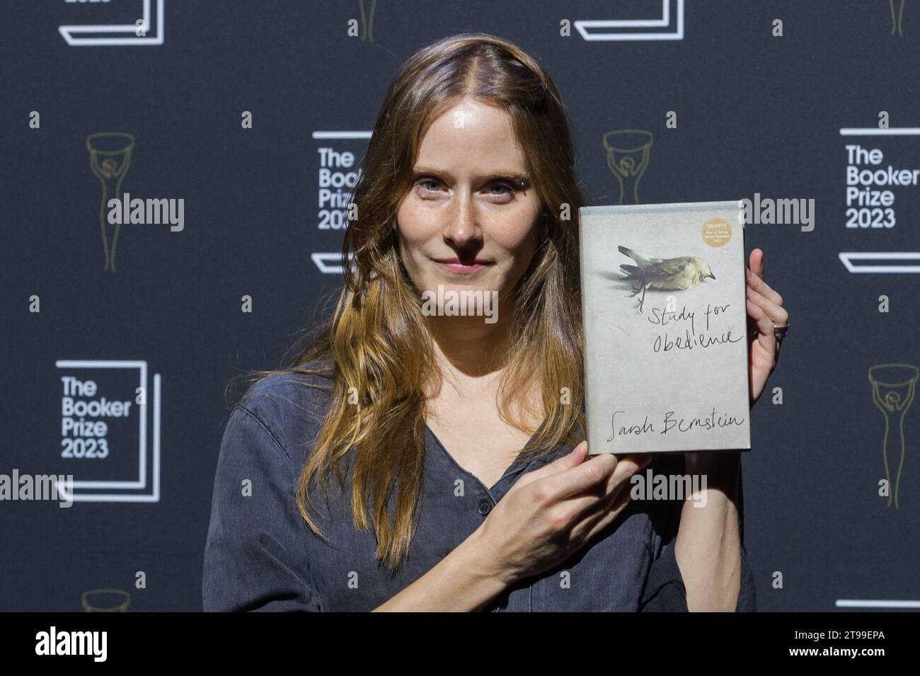 London, UK. 23rd Nov, 2023. LONDON, UNITED KINGDOM - NOVEMBER 23, 2023: Canadian author Sarah Bernstein poses with her book ‘Study for Obedience' shortlisted for the Booker Prize 2023 during a public event at Southbank Centre in London, United Kingdom on November 23, 2023. The winner of the Booker Prize 2023 will be announced at an award ceremony and dinner held at Old Billingsgate in London on Sunday, November 26, 2023. (Photo by WIktor Szymanowicz/NurPhoto) Credit: NurPhoto SRL/Alamy Live News Stock Photo