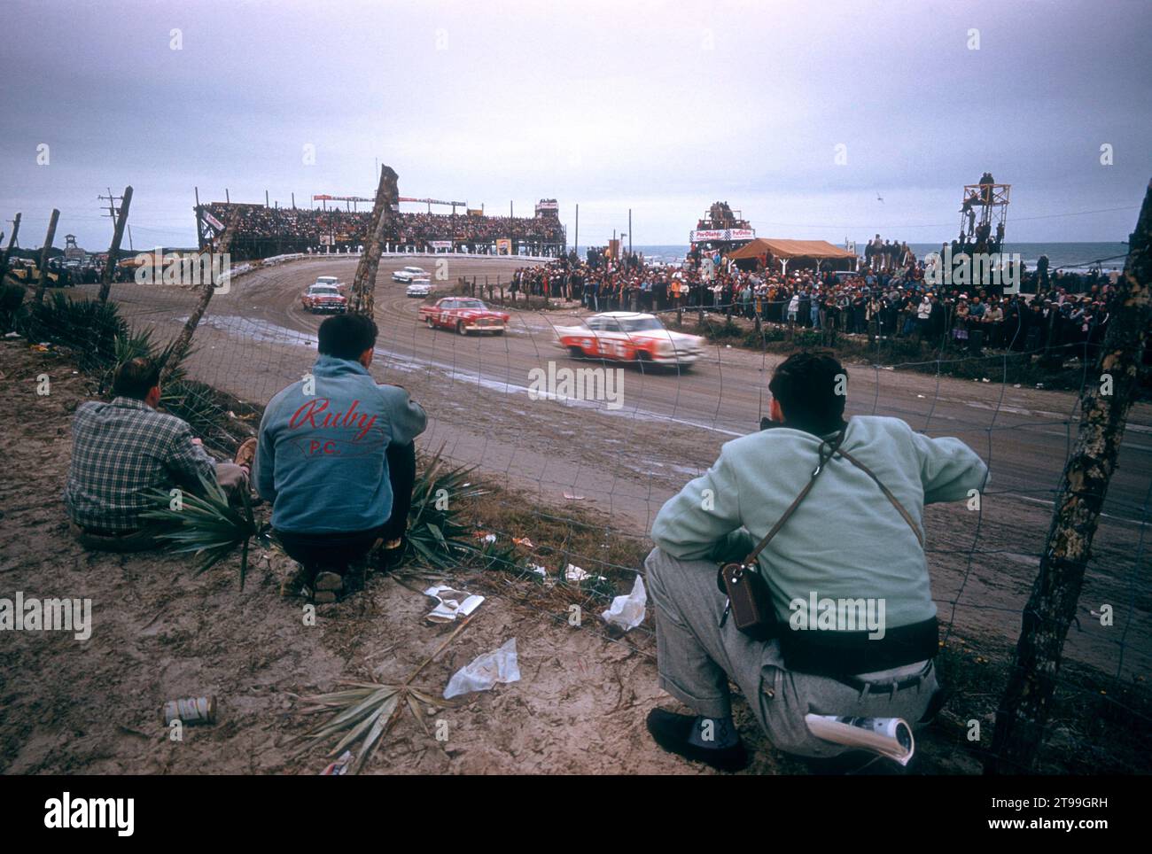 DAYTONA BEACH, FL - FEBRUARY 26: Jim Wilson in the Dodge #576 car races during the Daytona Beach and Road Course on February 26, 1956 in Daytona Beach, Florida. (Photo by Hy Peskin) *** Local Caption *** Jim Wilson Stock Photo