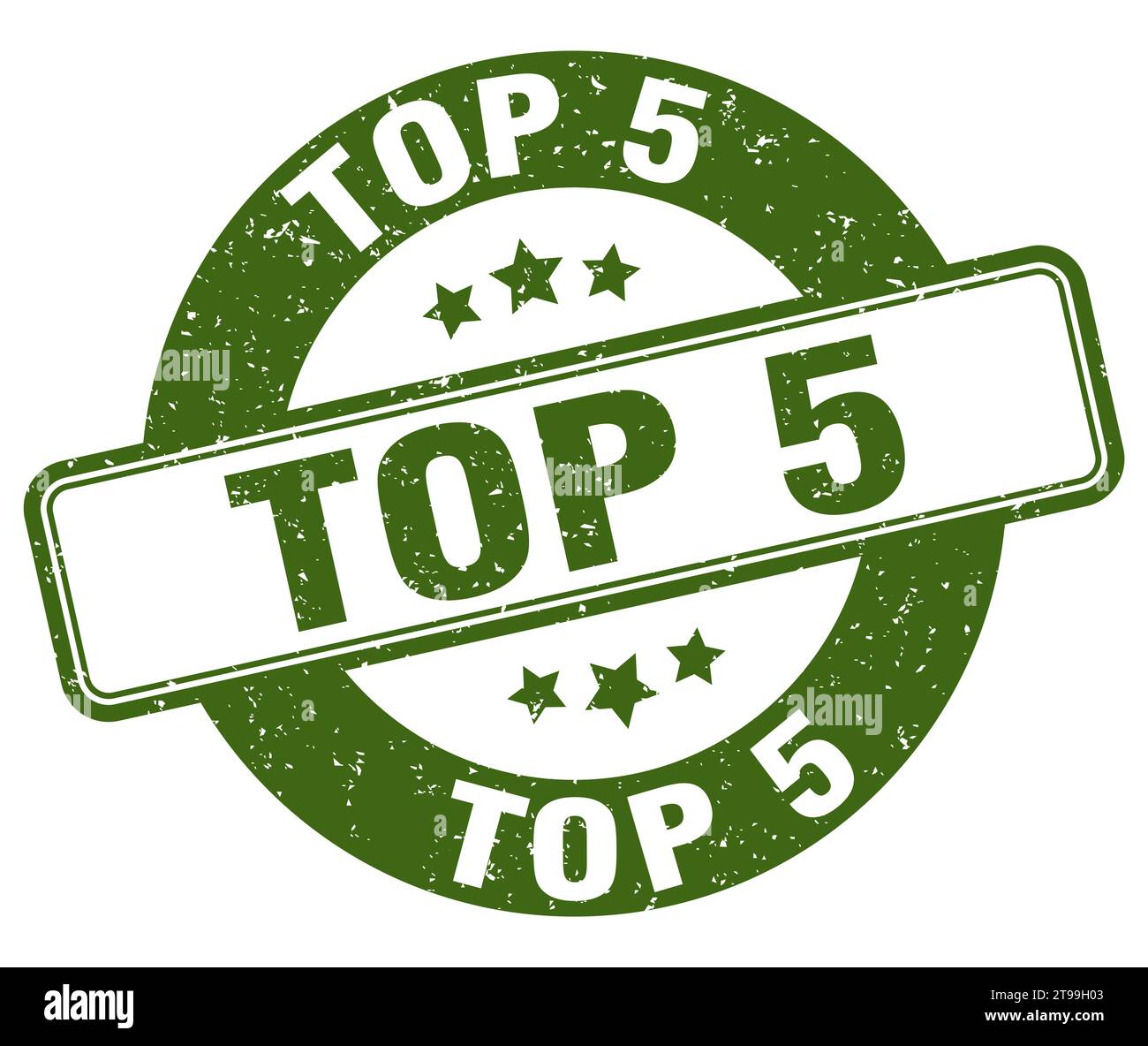 top 5 stamp. top 5 sign. round grunge label Stock Vector