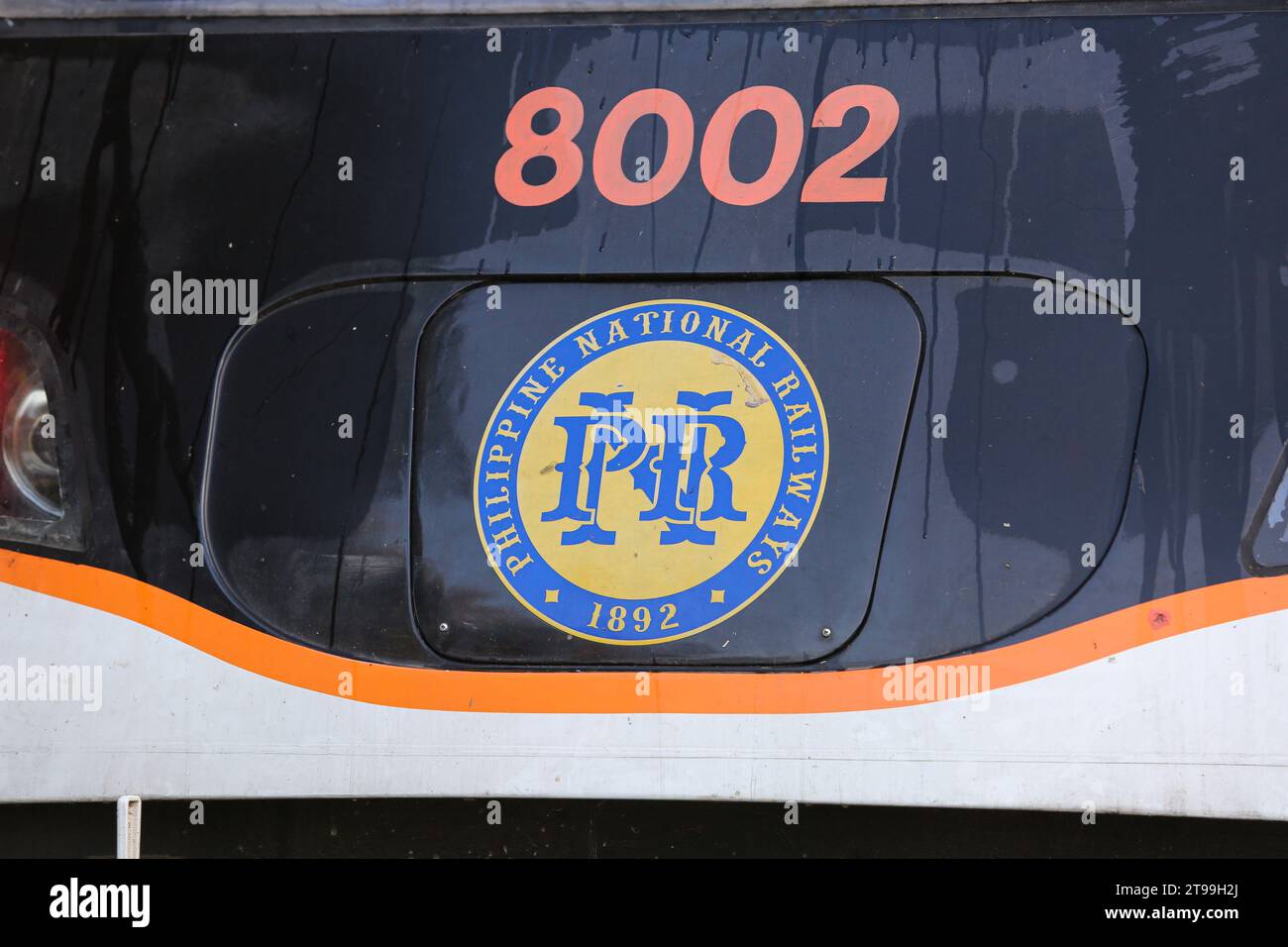 Manila, Philippines. November 24, 2023 : Logo of the Philippine National Railways (PNR) that celebrate today its 131th anniversary. The state-owned railway company began operations on November 24, 1892, as the Ferrocarril de Manila-Dagupan, during the Spanish colonial period. 131 years later, the Philippines is implementing an ambitious rail expansion that involves stopping operations for 5 years in the National Capital Region (Metro Manila) from January 2024, to give way for the construction of the North-South Commuter Railway (NSCR) project. Credit: Kevin Izorce/Alamy Live News Stock Photo