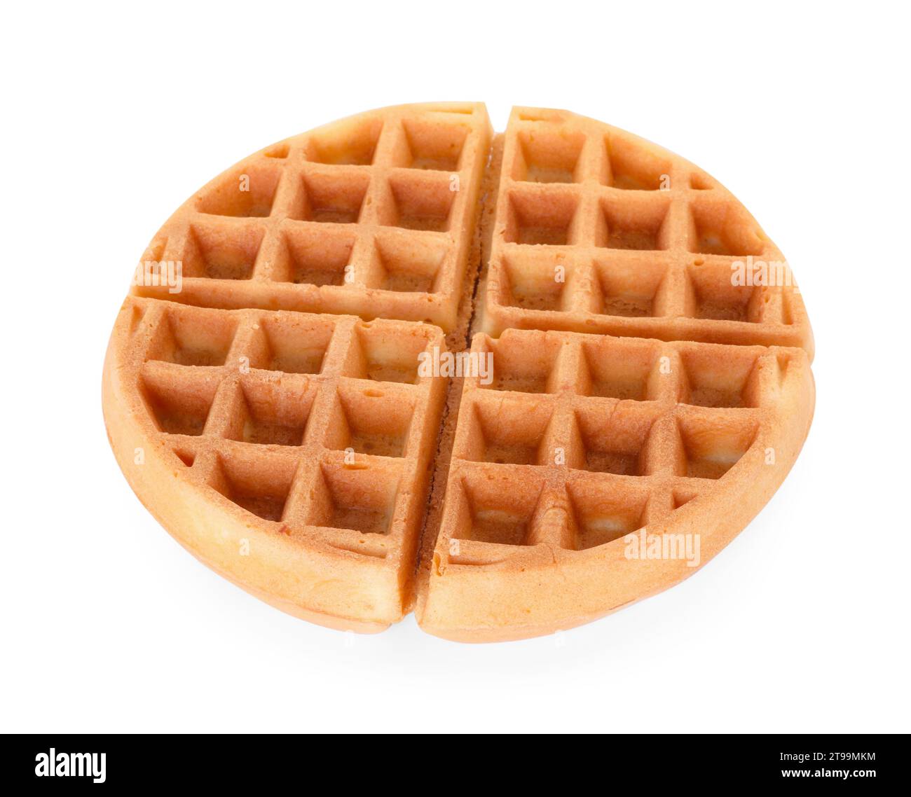 One tasty Belgian waffle isolated on white Stock Photo - Alamy