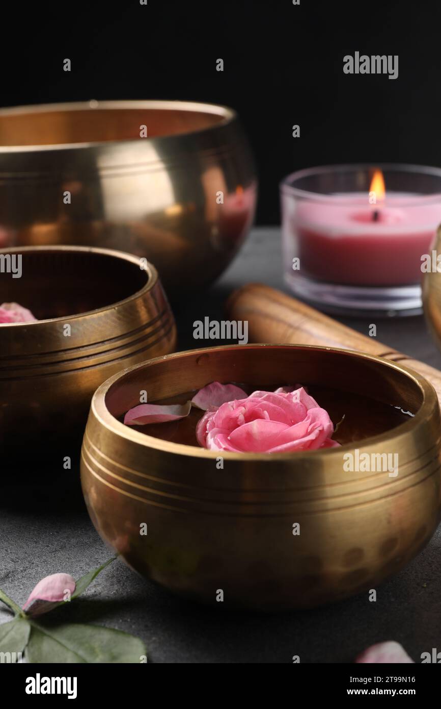 Burning candle rose petals hi-res stock photography and images - Alamy