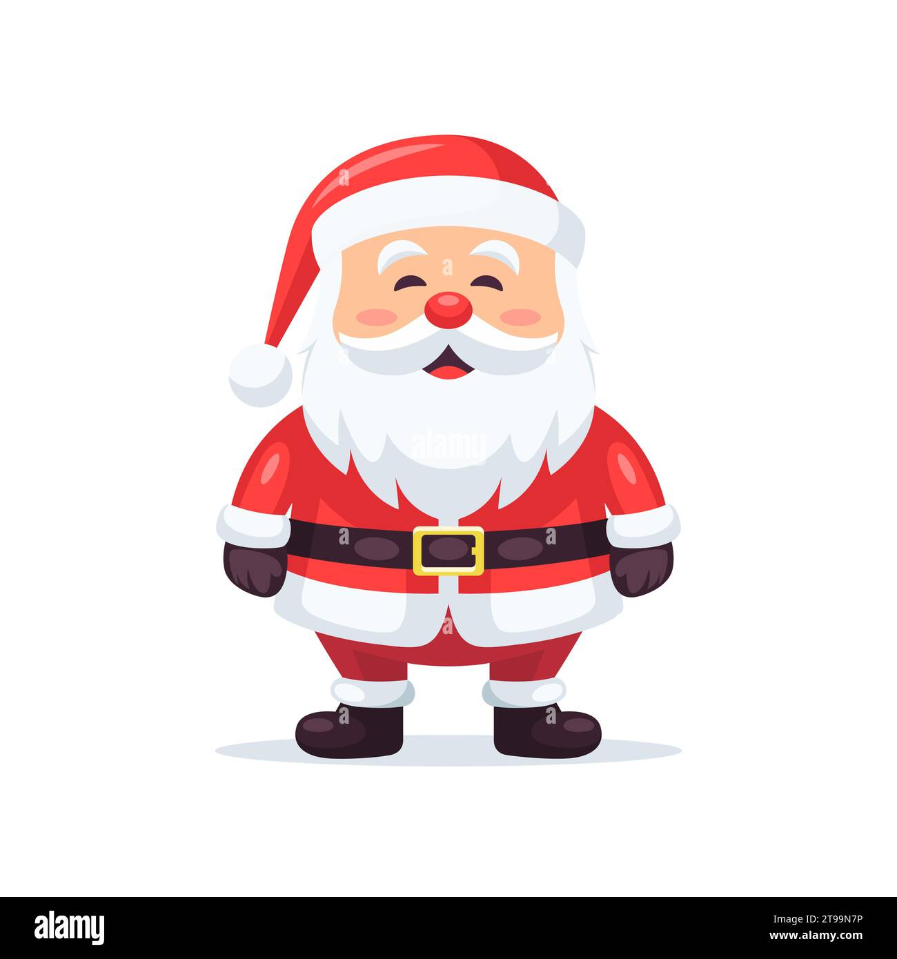 Flat Vector Portrait of Smiling Happy Santa Claus Icon. Cartoon Christmas Santa Claus Sticker Icon, Isolated Vector Illustration, Front View Stock Vector
