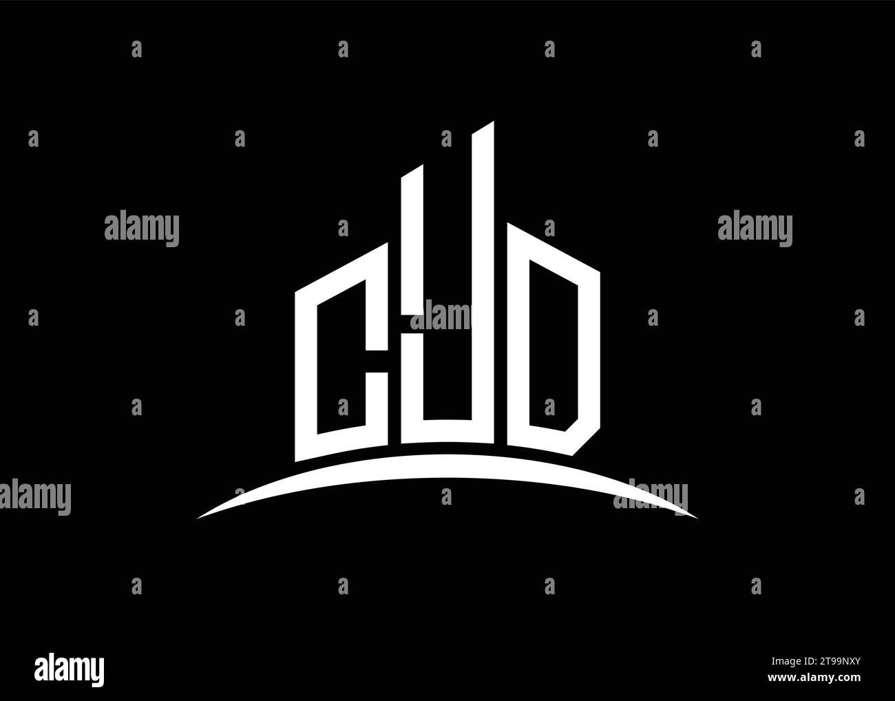 Letter CJD building vector monogram logo design template. Building Shape CJD logo. Stock Vector