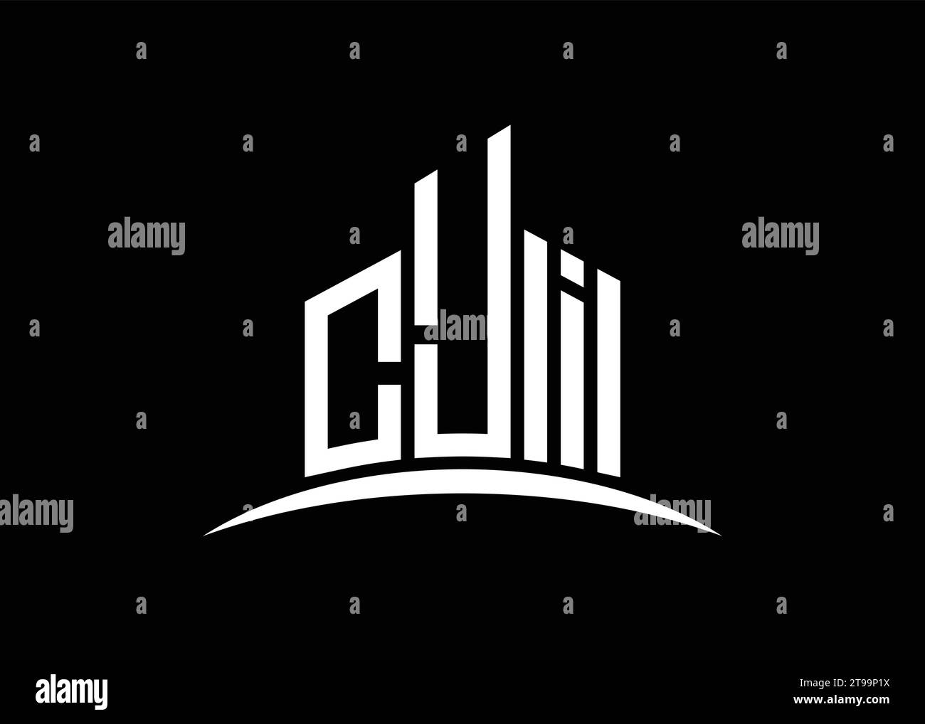 Letter CJI building vector monogram logo design template. Building Shape CJI logo. Stock Vector
