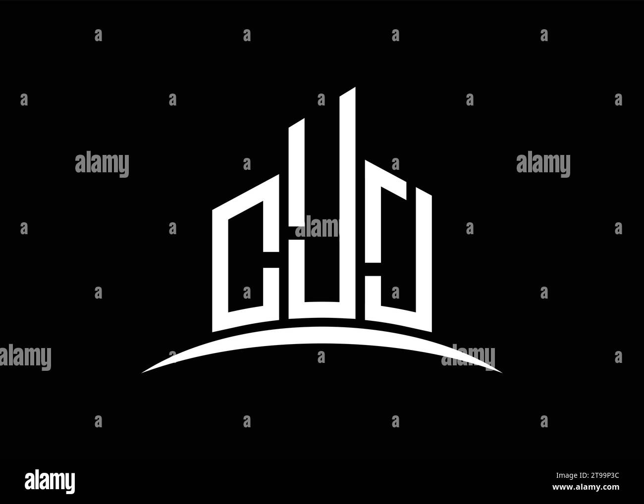 Letter CJJ building vector monogram logo design template. Building Shape CJJ logo. Stock Vector