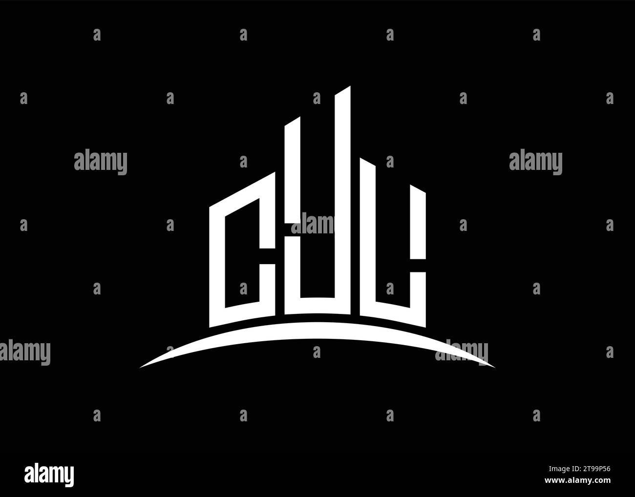 Letter CJL building vector monogram logo design template. Building Shape CJL logo. Stock Vector