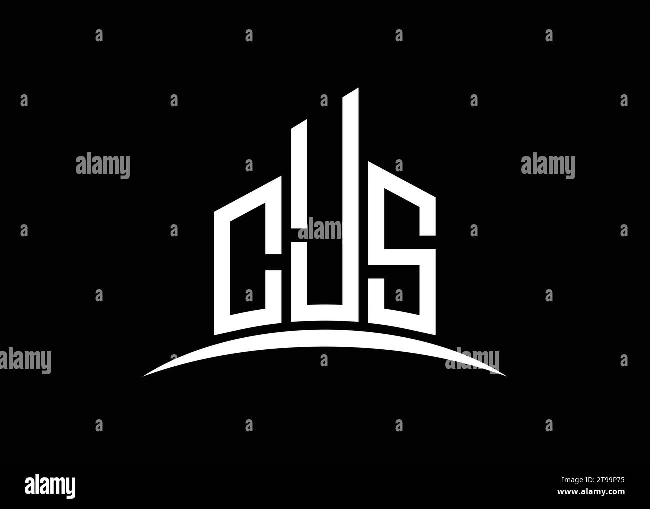 Letter CJS building vector monogram logo design template. Building Shape CJS logo. Stock Vector