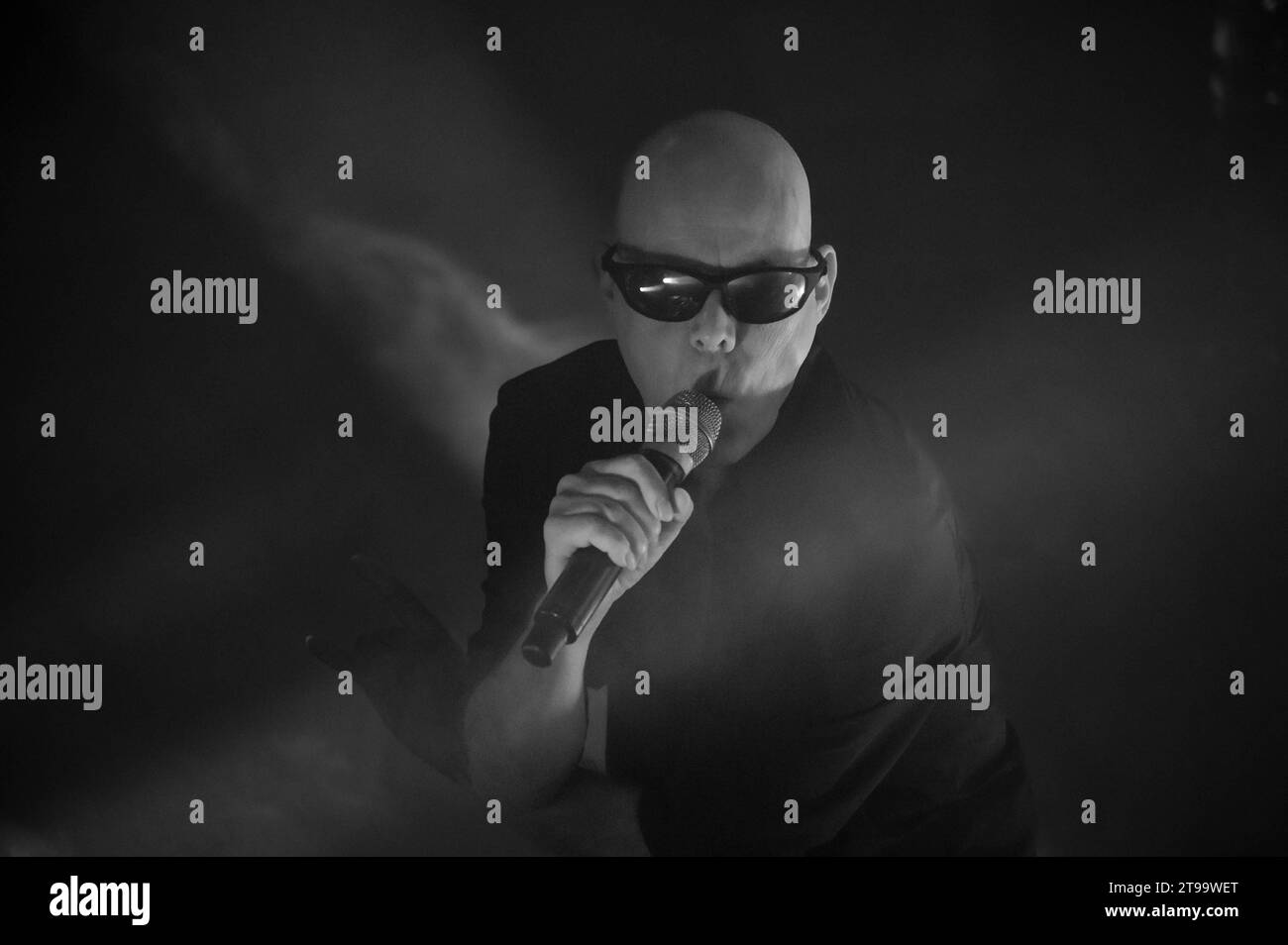 Photographs of Andrew Eldritch of Sisters of Mercy performing at Barrowland Glasgow on the 23rd