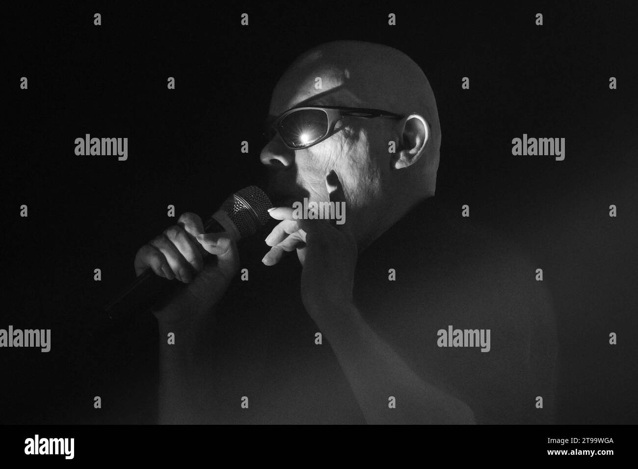 Photographs of Andrew Eldritch of Sisters of Mercy performing at Barrowland Glasgow on the 23rd