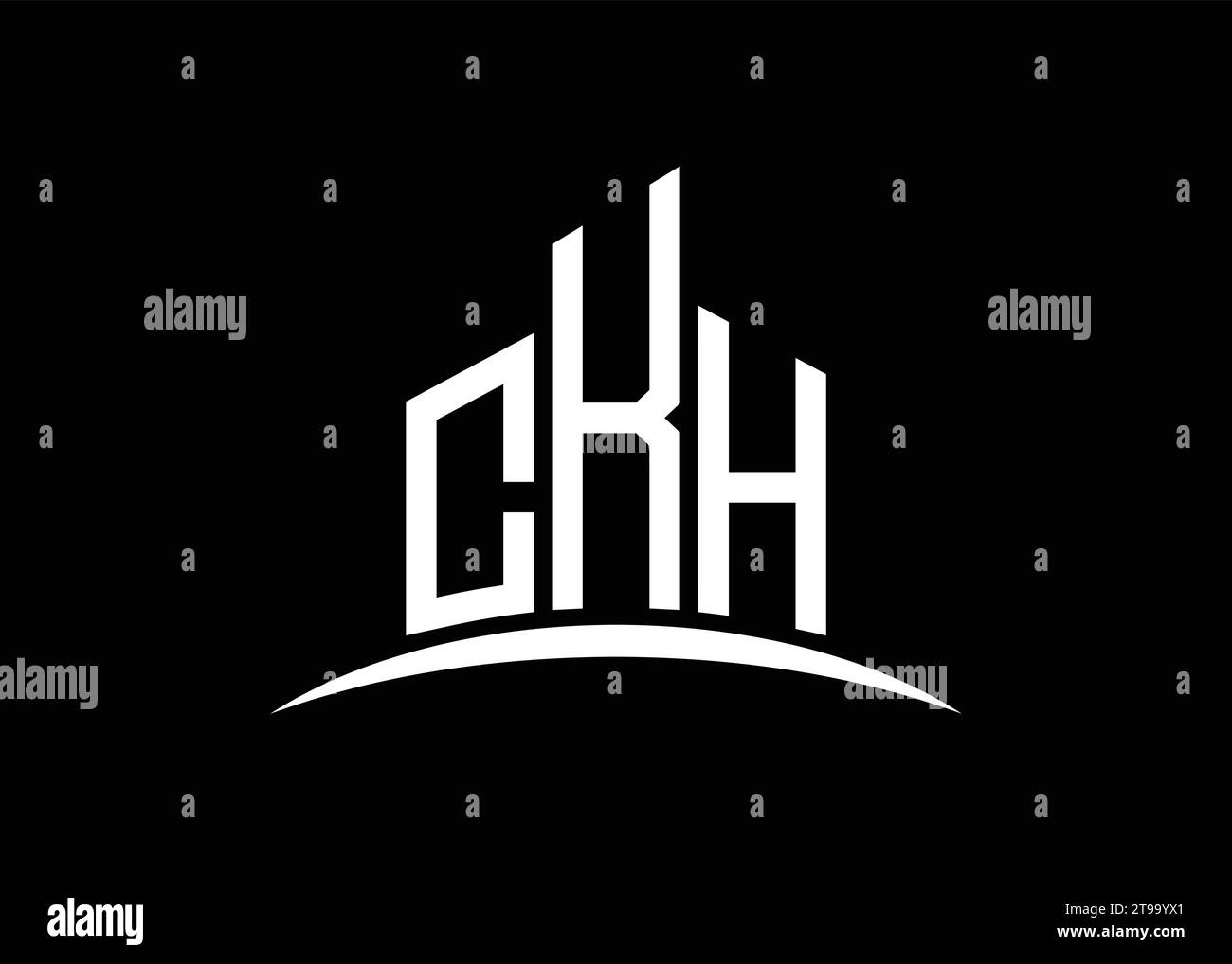 Letter CKH building vector monogram logo design template. Building Shape CKH logo. Stock Vector