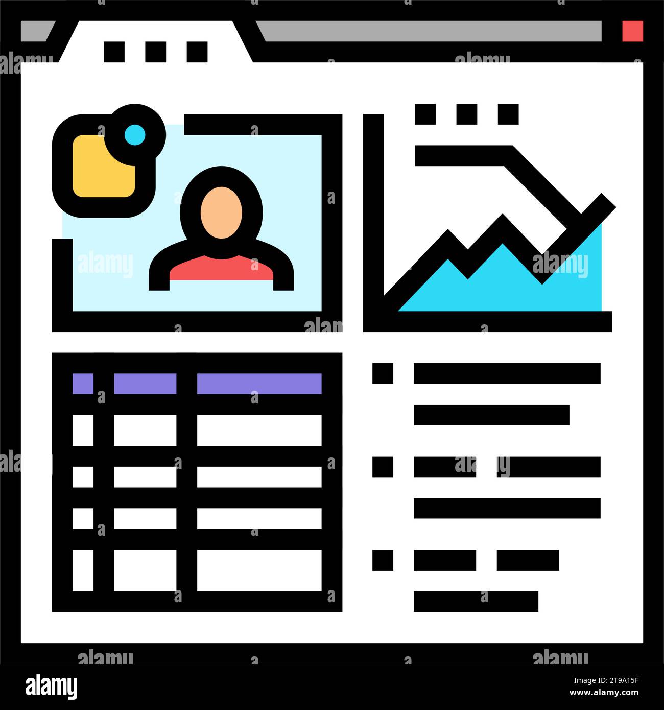 learning analytics online platform color icon vector illustration Stock ...