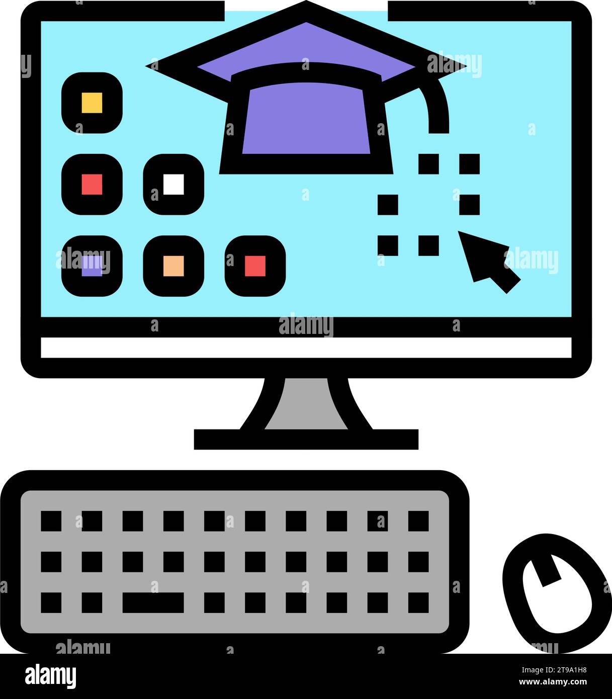 computer skills primary school color icon vector illustration Stock Vector