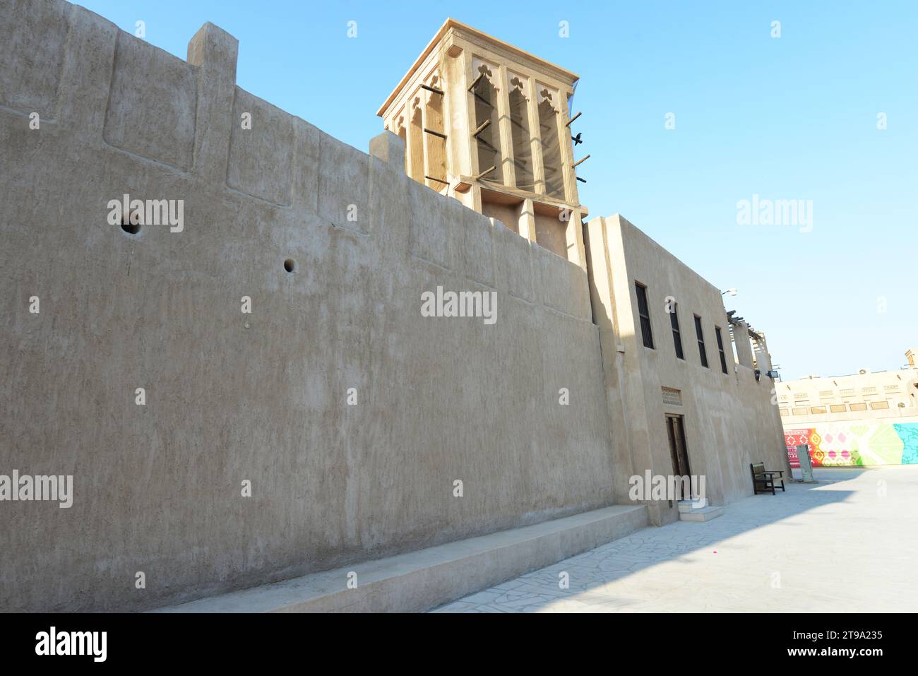 Traditional Emirati buildings at the Al Fahidi Historical Neighborhood ...