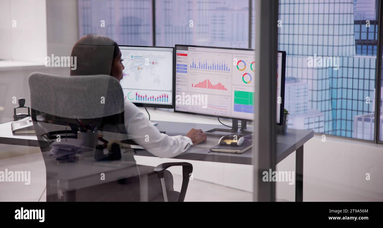 Financial Performance Dashboard: Analyzing Business Data with Graphs Stock Photo