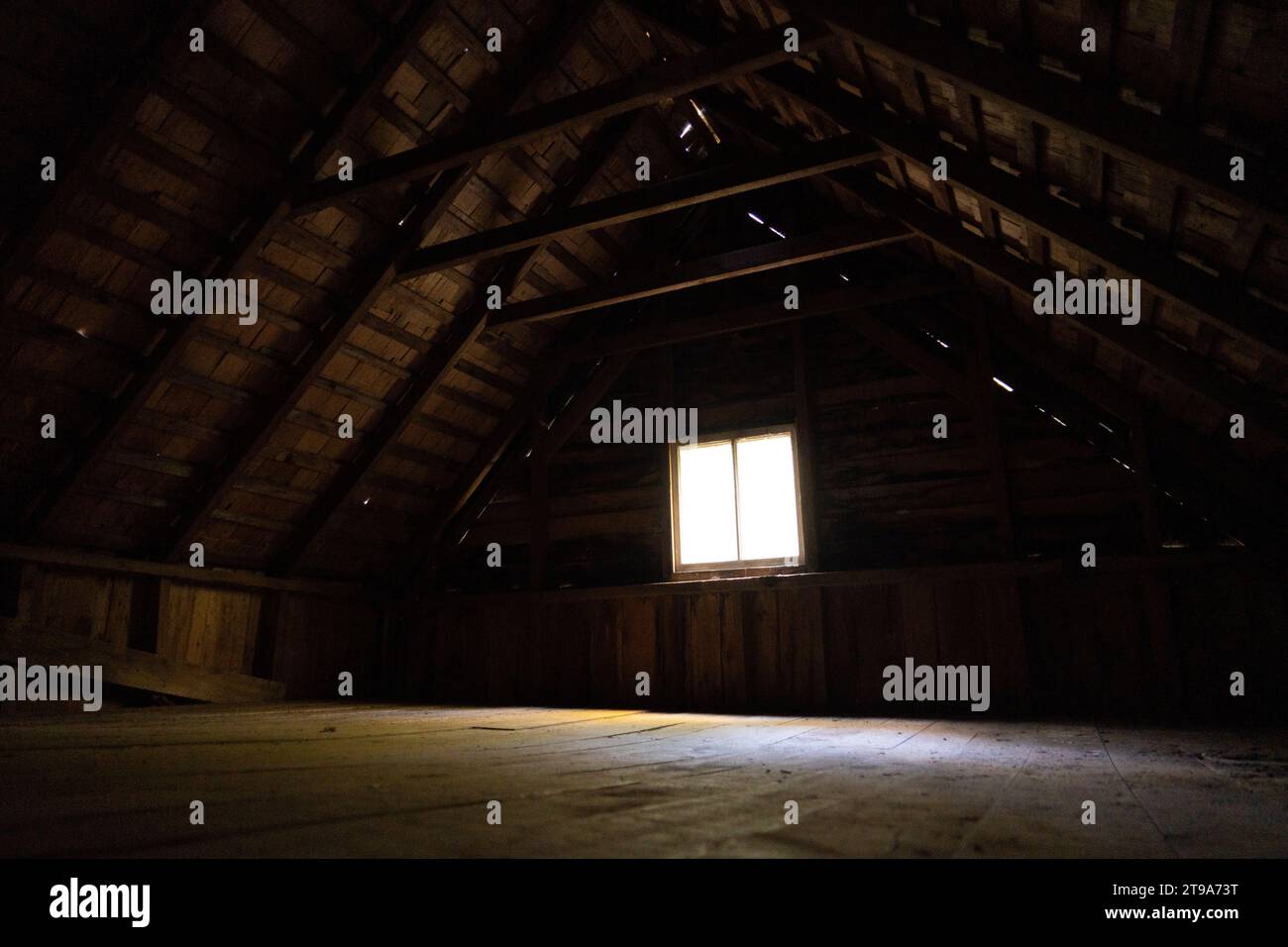A Historic Cabin Attic at The Great Smoky Mountains National Park Stock Photo