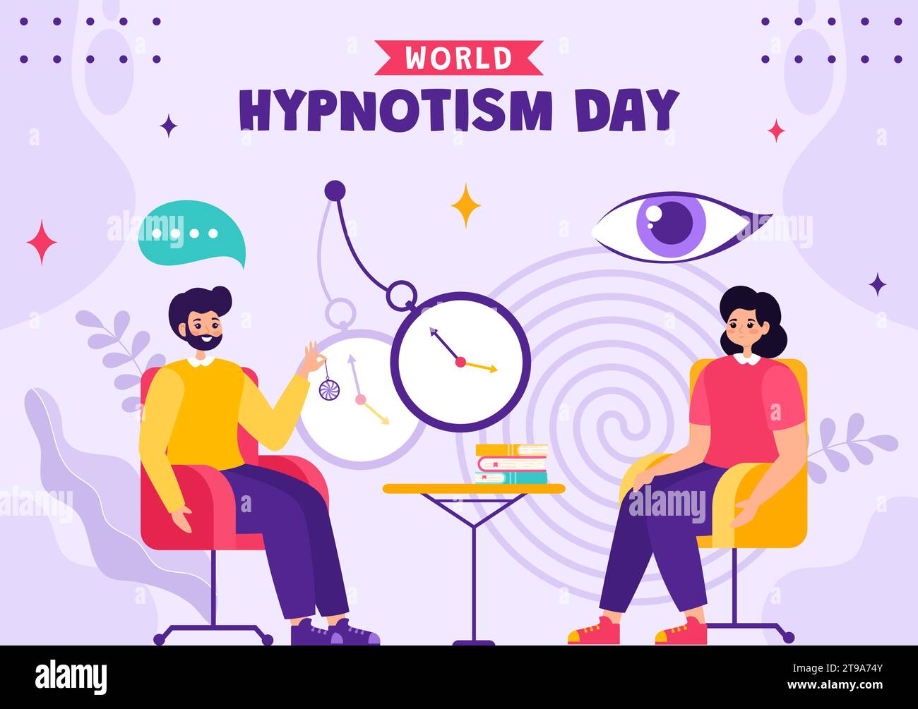 Hypnotism Day Social Media Background Flat Cartoon Hand Drawn Templates Illustration Stock Vector