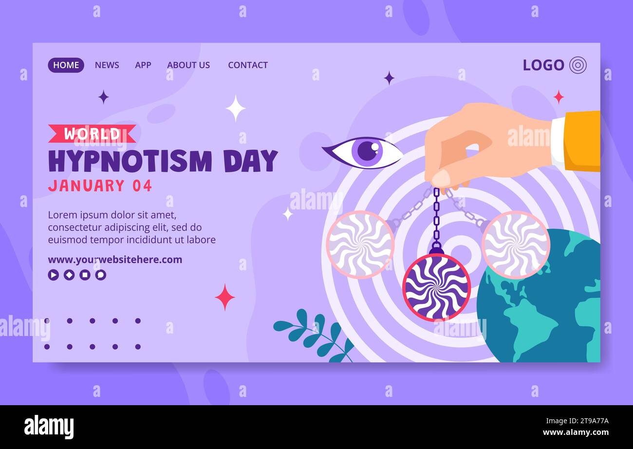 Hypnotism Day Social Media Landing Page Cartoon Hand Drawn Templates Background Illustration Stock Vector