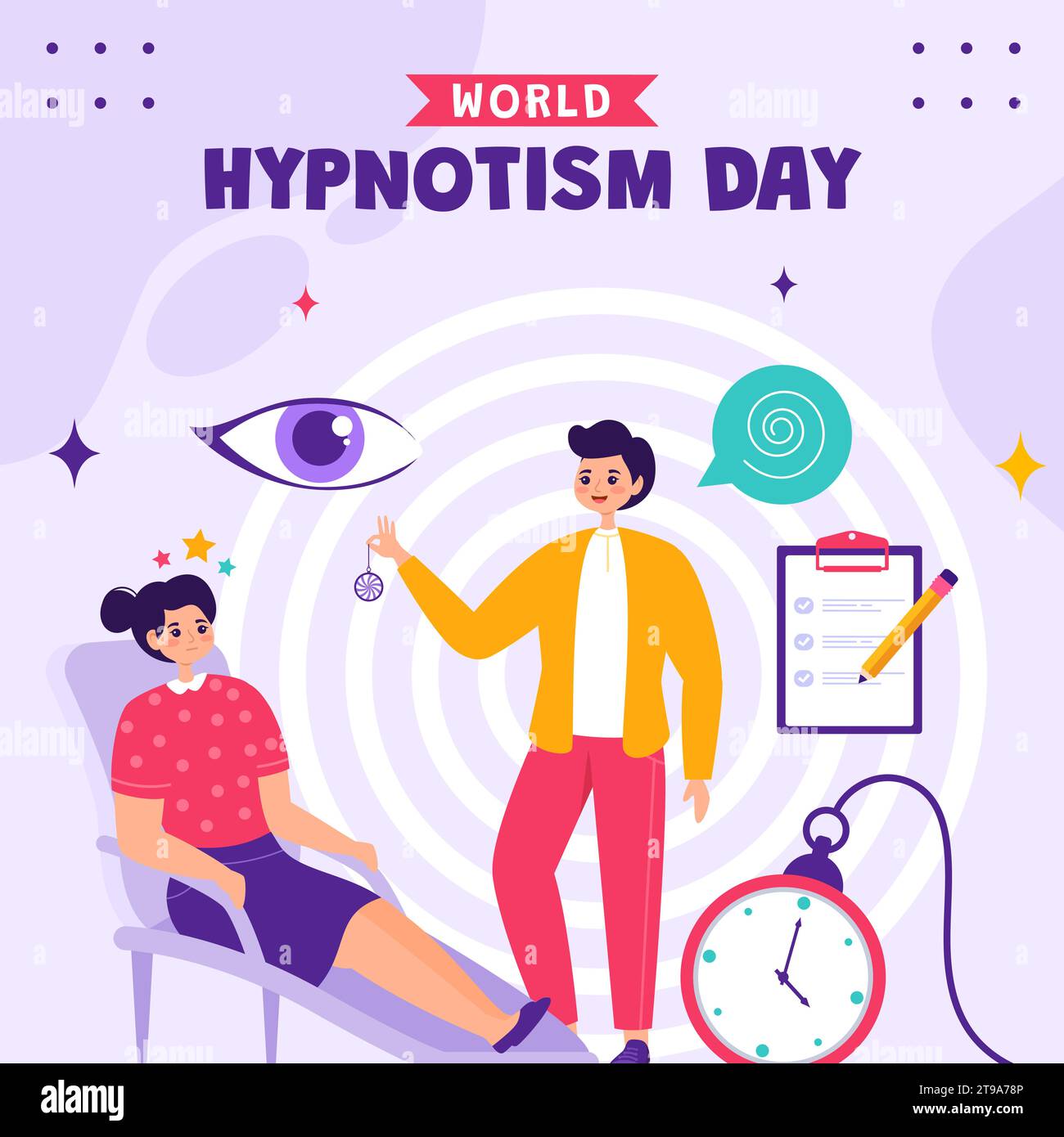 Hypnotism Day Social Media Illustration Flat Cartoon Hand Drawn Templates Background Stock Vector