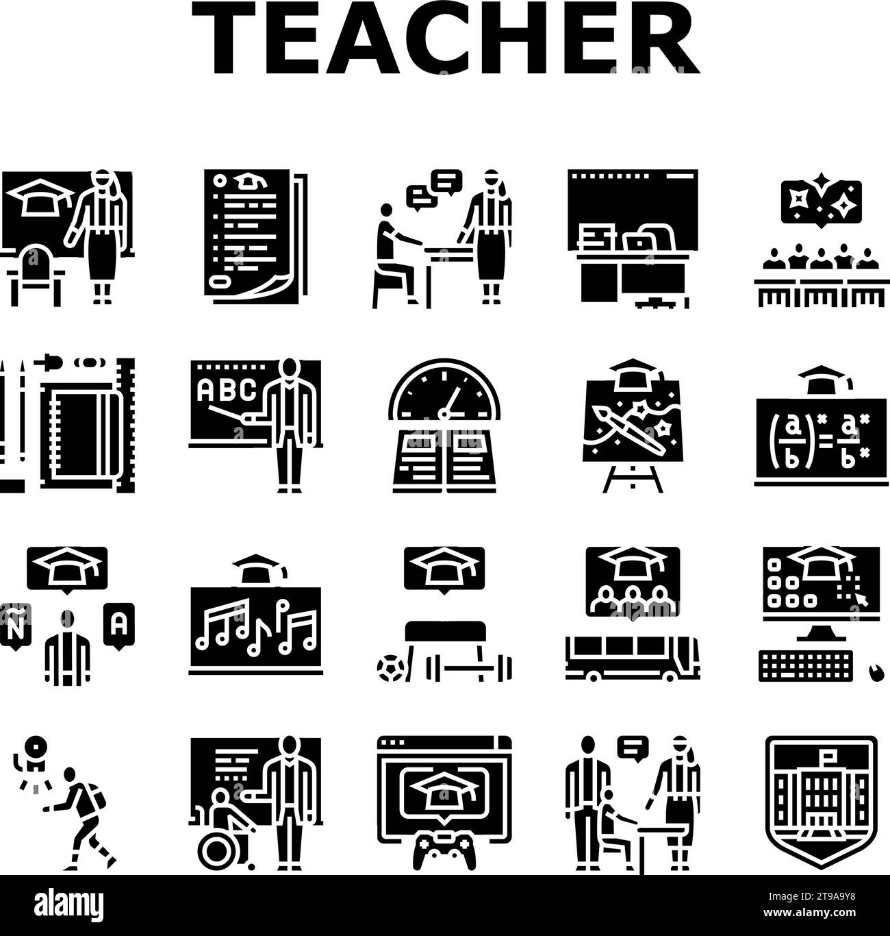 Primary School Teacher Education Icons Set Vector Stock Vector Image primary-school-teacher-education-icons-set-vector-stock-vector-image
